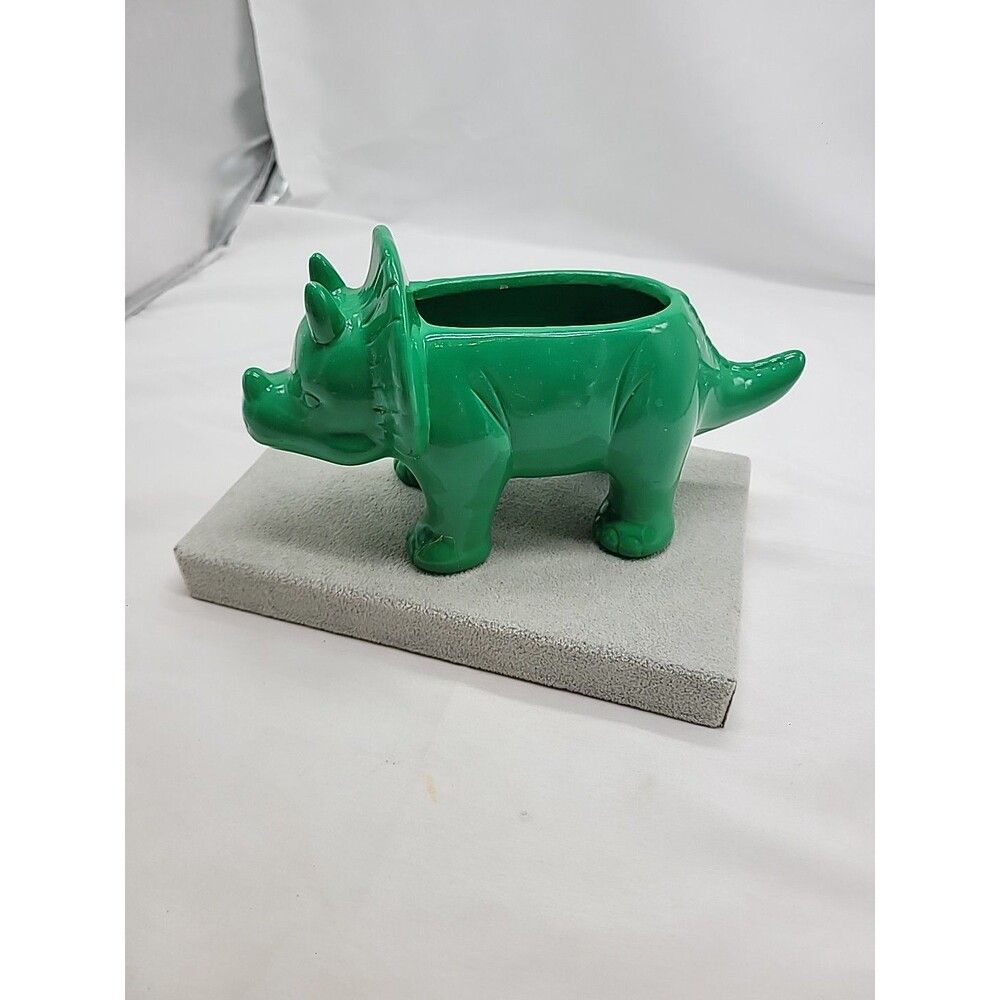 Garden Dinosaur Ceramic Green Decor Figure Horizon Group USA 9" Length 5" Tall